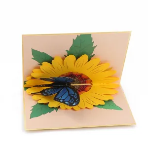 Sunflower and Butterfly Pop up Card 3D Spring Paper Greeting Card