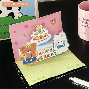 Cute 3D Greeting Card Gift Postcard Student Blessing Birthday Card