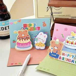 Cute 3D Greeting Card Gift Postcard Student Blessing Birthday Card