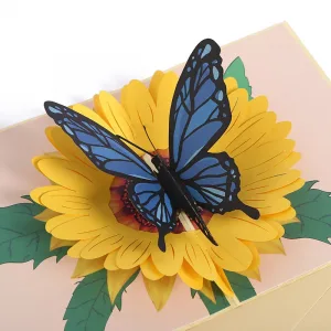 Sunflower and Butterfly Pop up Card 3D Spring Paper Greeting Card