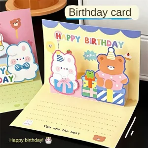 Cute 3D Greeting Card Gift Postcard Student Blessing Birthday Card