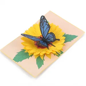 Sunflower and Butterfly Pop up Card 3D Spring Paper Greeting Card