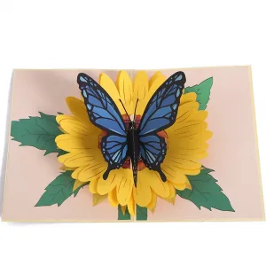 Sunflower and Butterfly Pop up Card 3D Spring Paper Greeting Card