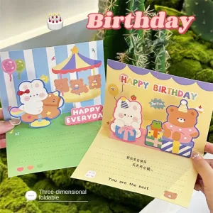 Cute 3D Greeting Card Gift Postcard Student Blessing Birthday Card